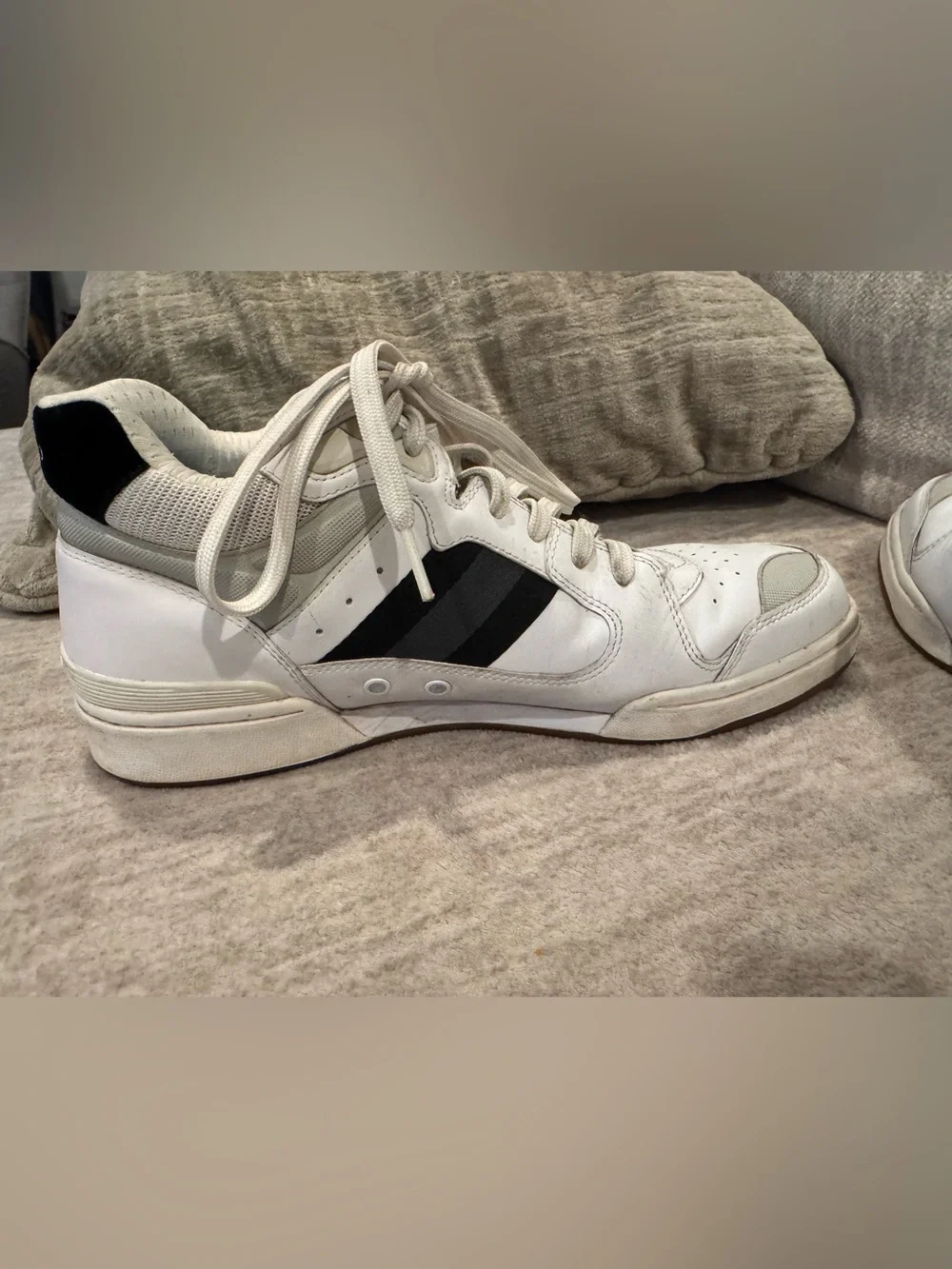 Polo by Ralph Lauren White Court Mid Pro Sneakers with Black Side Stripe